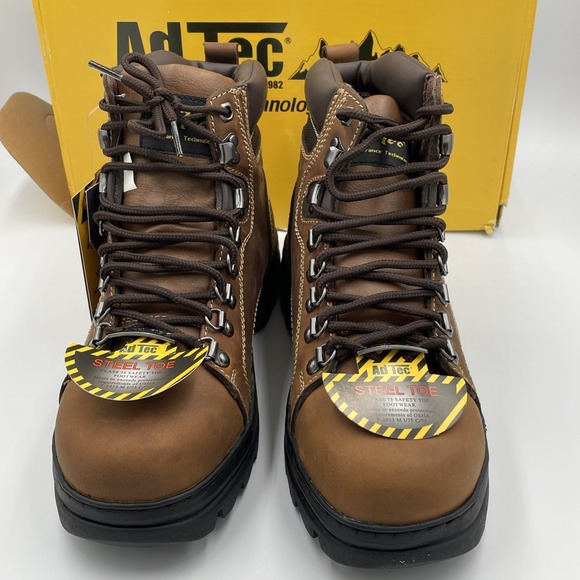AdTec Womens Brown 6in Steel Toe Crazy Horse Leather Work Boots 2413 Sz 9.5 NEW - Picture 2 of 9
